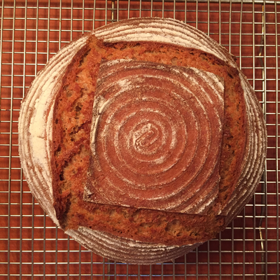 Einkorn loaf, top view
