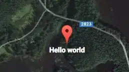 A white, bold label below the marker