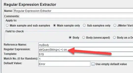 Screenshot of data