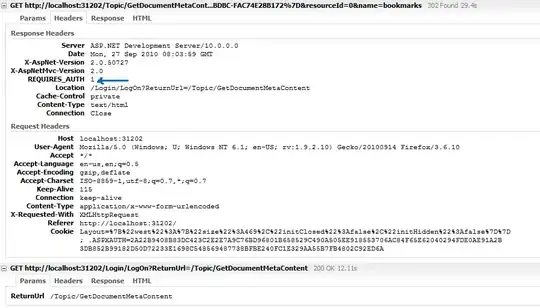 Screenshot of the table