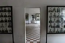 Image 42Rooms of the Tuol Sleng Genocide Museum contain thousands of photos taken by the Khmer Rouge of their victims. (from History of Cambodia)