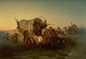 "The Attack on an Emigrant Train" (Charles Ferdinand Wimar 1856)