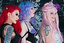 Image 76Three girls with multicolored seapunk inspired hair (from 2010s in fashion)