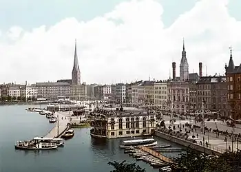 Image 10Hamburg's central promenade Jungfernstieg on River Alster in 1900.