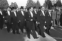 Image 32Members of the Bayar cabinet wearing a white tie and top hat. (from Culture of Turkey)