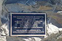 Plaque providing details about the introduction of the tahr.