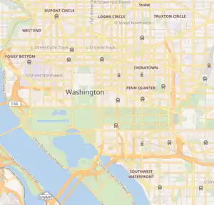 Map showing the location of World War II Memorial