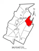 Map of Blair County, Pennsylvania highlighting Catharine Township