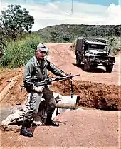 Image 8A soldier with France's 11th Marine Artillery Regiment during military exercises in the Central African Republic in 1992 (from History of the Central African Republic)