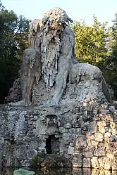 The Apennine Colossus overseeing the pond