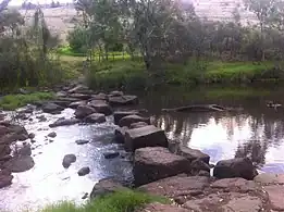 Solomon's Ford in Avondale Heights, Victoria was modernised in the 1980s at a spot where indigenous people had been crossing the Maribyrnong River for thousands of years.