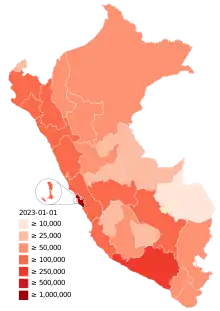 Departments with confirmed COVID-19 cases.