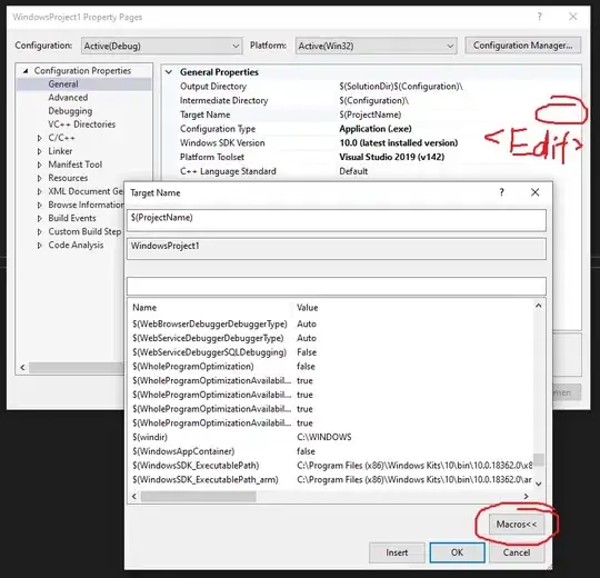 Visual Studio project Property Pages with exemplary Macro variable list