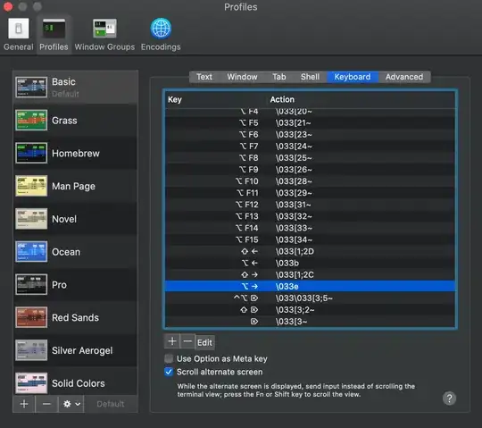 Keyboard settings in Mac terminal app