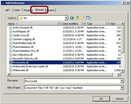 Screenshot of the issue