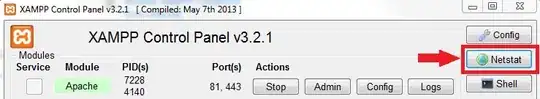 Screenshot of xampp control netstat
