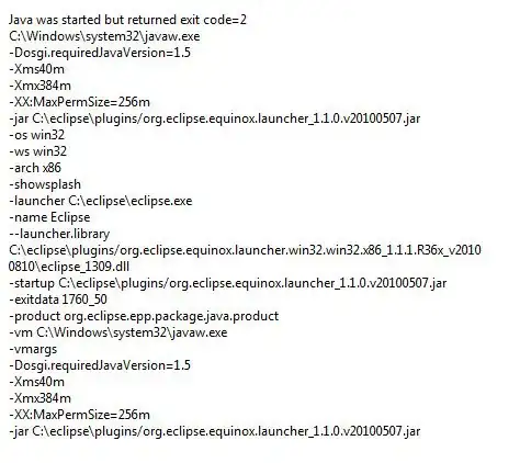 screenshot of data