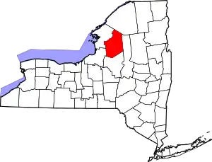 Map of New York highlighting Lewis County