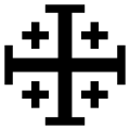 Jerusalem cross with a cross potent in the center; note the similarities of this center cross and the glyph at the top of this entry