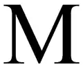Greek Μ (M, “Mu”), from which Latin upper case and lower case m were derived