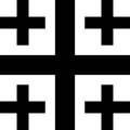 Jerusalem cross made of five Greek crosses: one in each corner and a larger one in the center